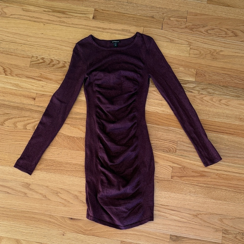 Express Women's Long Sleeve Dress - Deep Plum